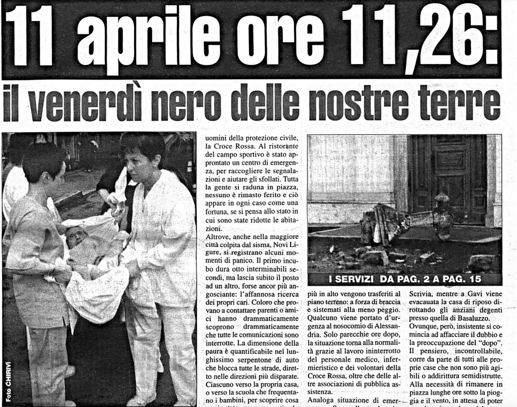 Il ricordo: venti anni fa il terremoto