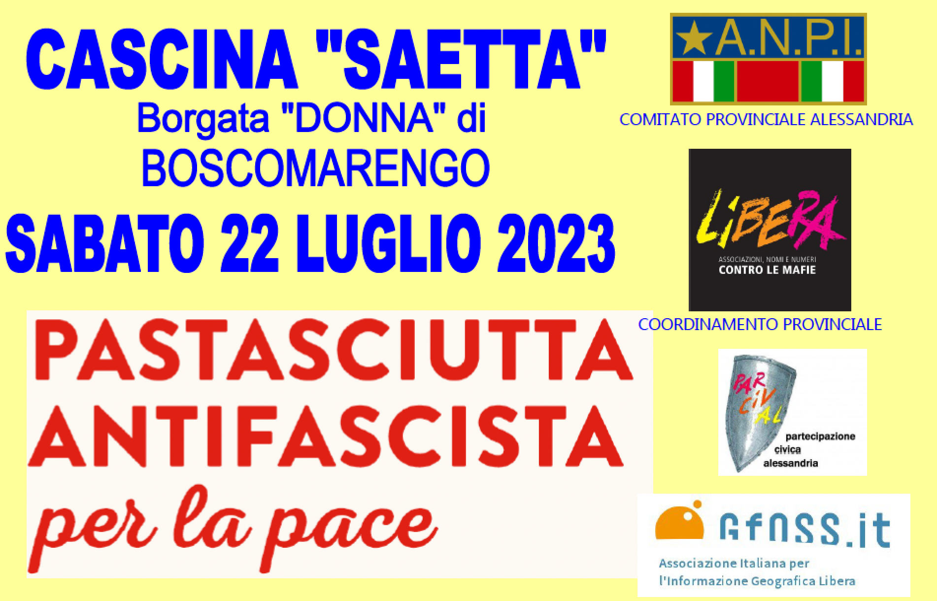 RINVIATO A Cascina Saetta terza edizione della pastasciutta antifascista dedicata alla Pace