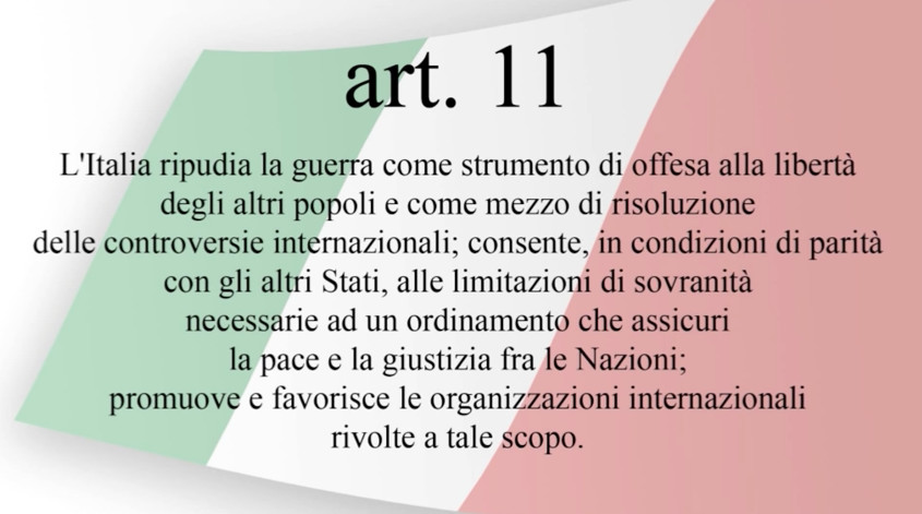 Guerra, l’Italia viola l’articolo 11 della sua Costituzione