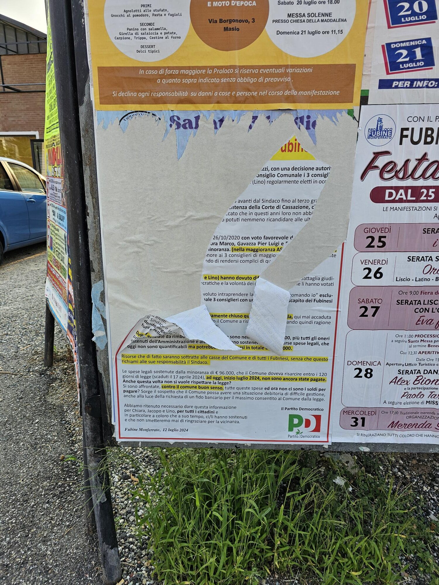 Fubine, chi ha paura dei manifesti del Pd?